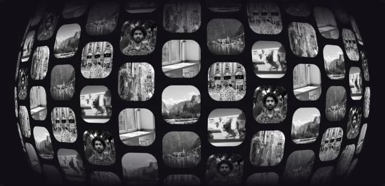 The Dome Gallery component: photographs laid out across the inside of a sphere