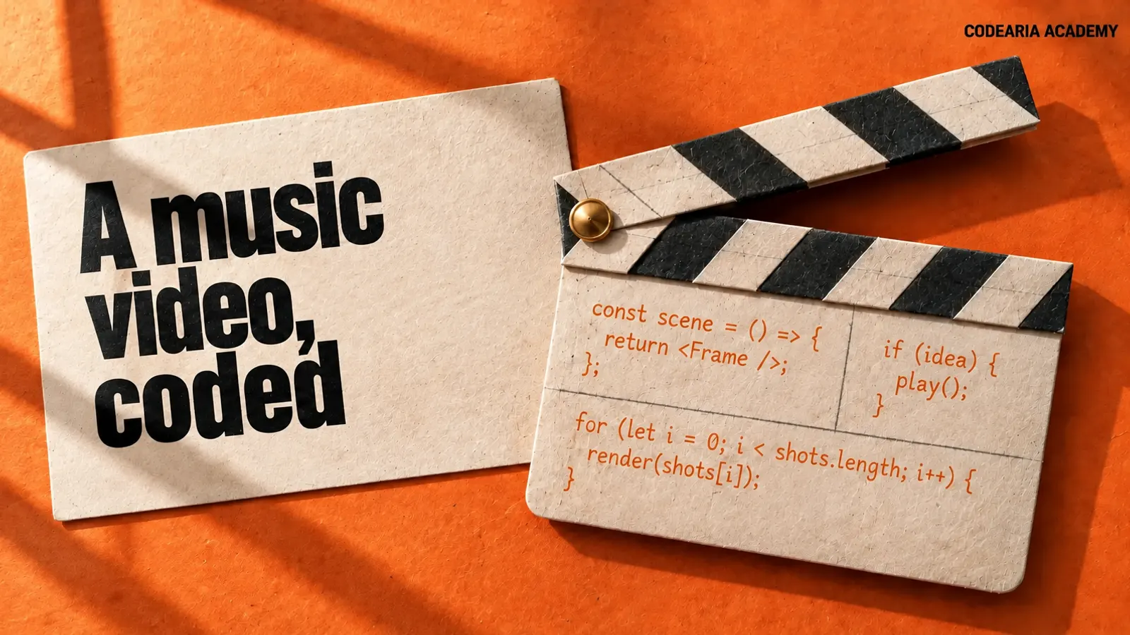 Article cover: an object from the world of film and music built out of code, with the caption “A music video written in code”