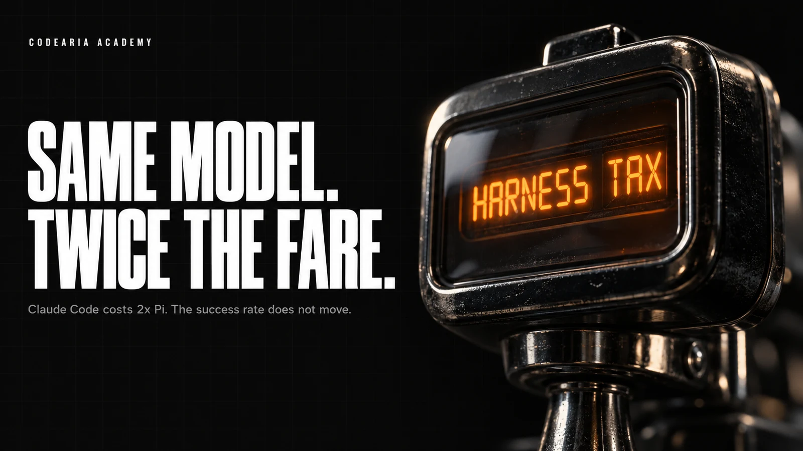 Article cover: a taxi meter on a dashboard, with the word harness lit up on the display instead of a fare