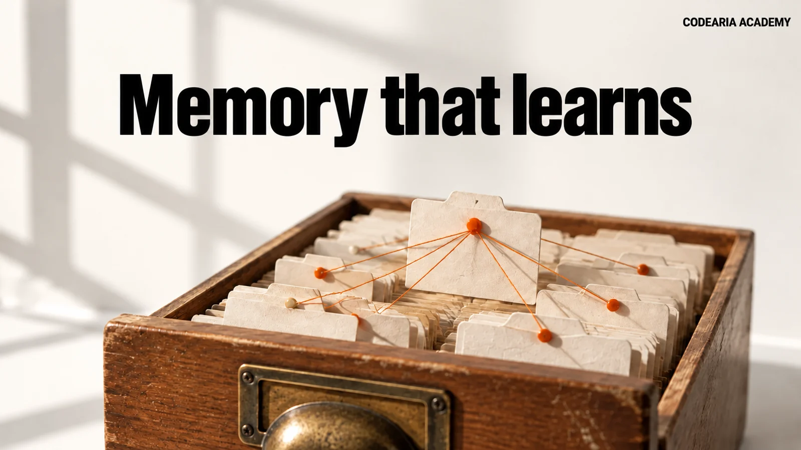 Article cover: a physical metaphor for memory that draws conclusions, with the words Memory that learns