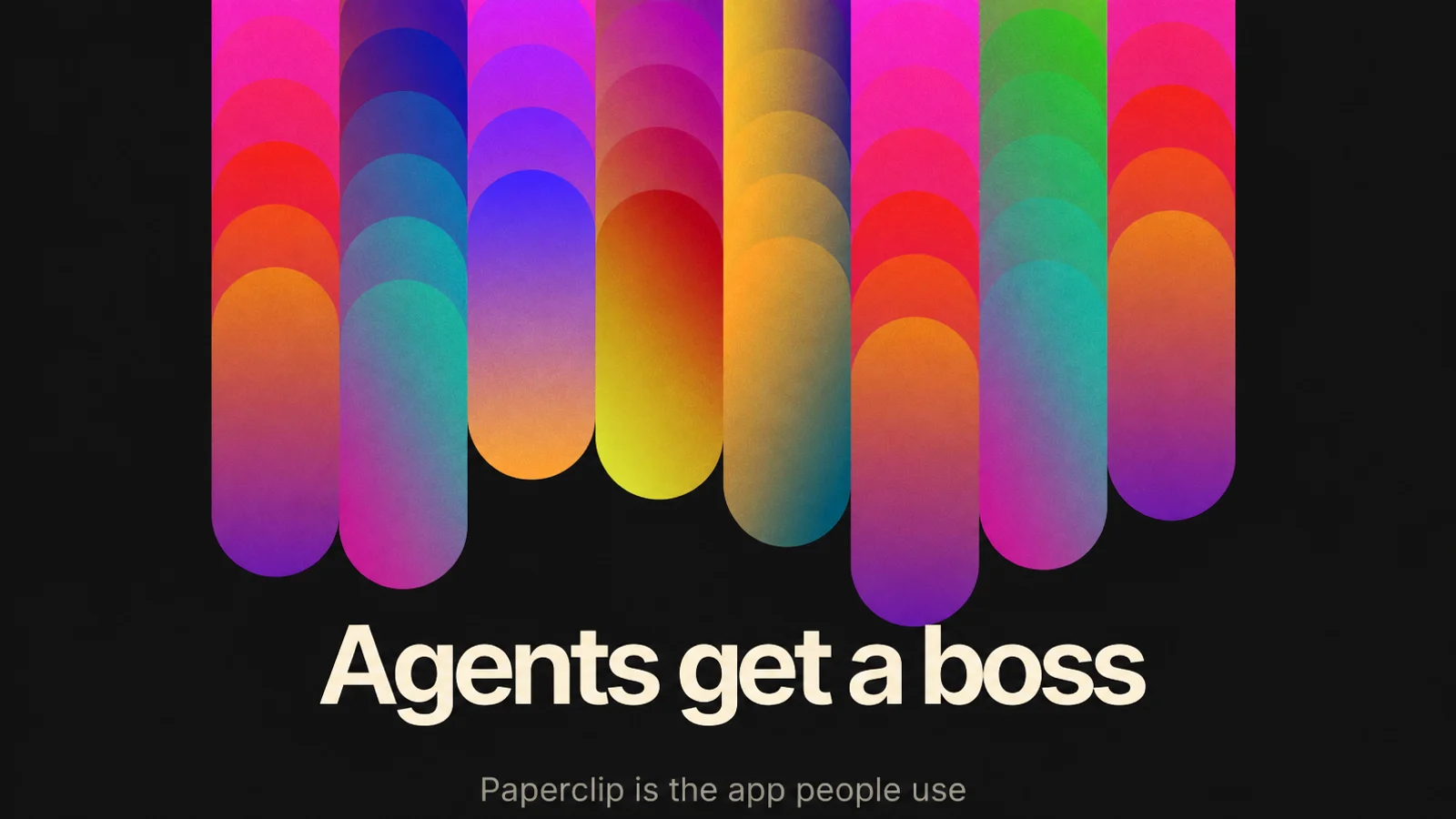 Article cover: an office object on a dark background with the words Agents get a boss