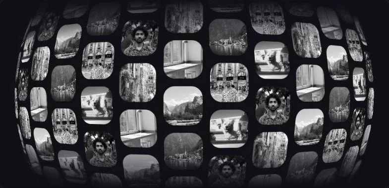 The Dome Gallery component: photographs laid out across the inside of a sphere